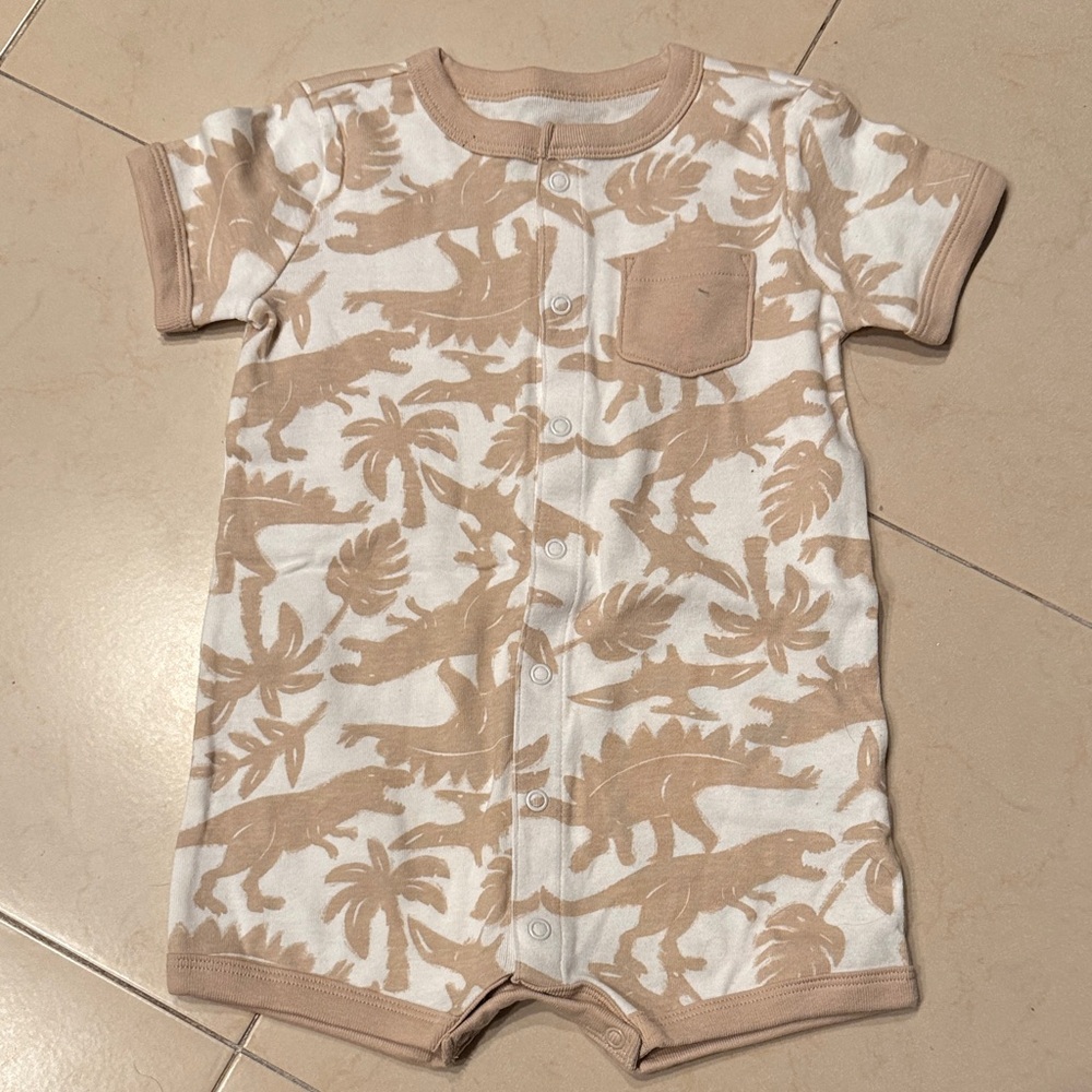 Carter's Tan and White Baby Romper
